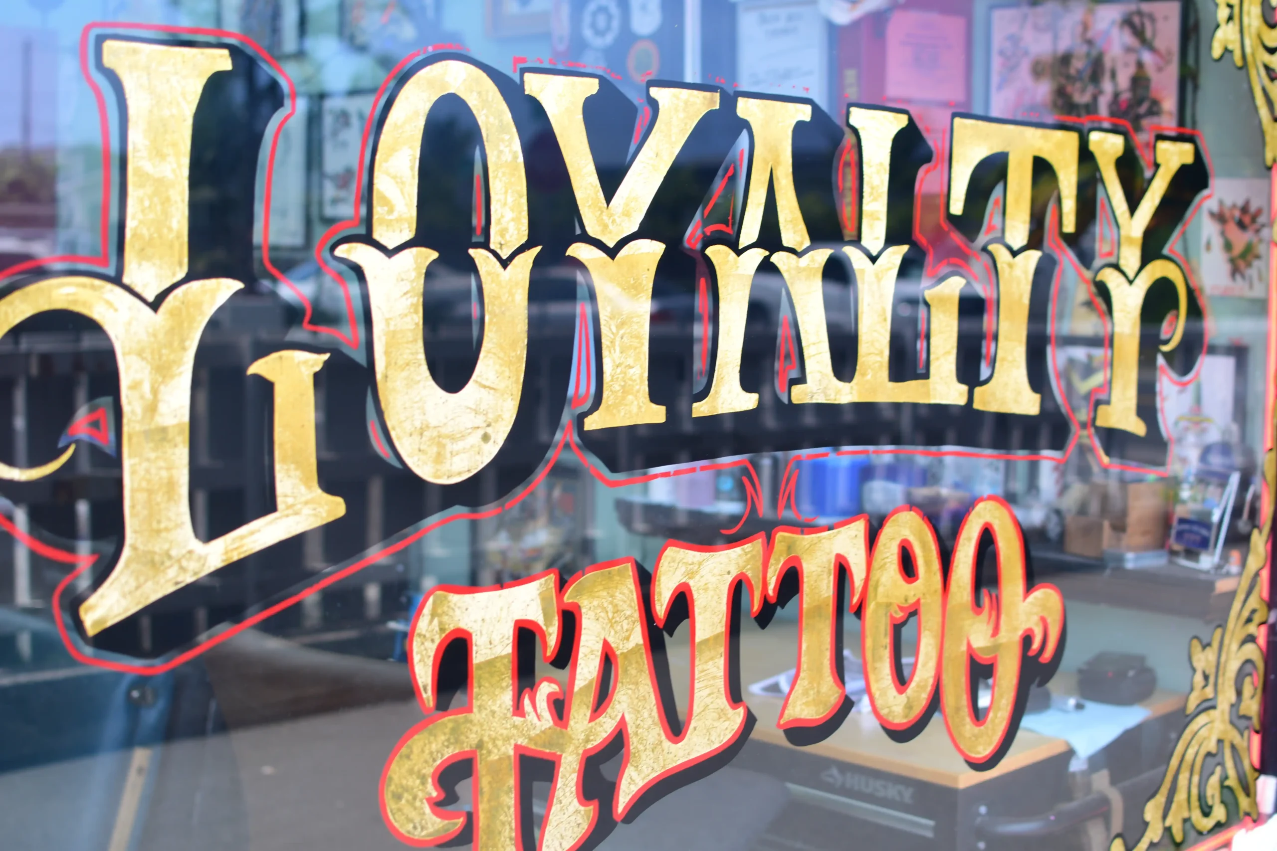 Loyalty Tattoo Shop window sign photo