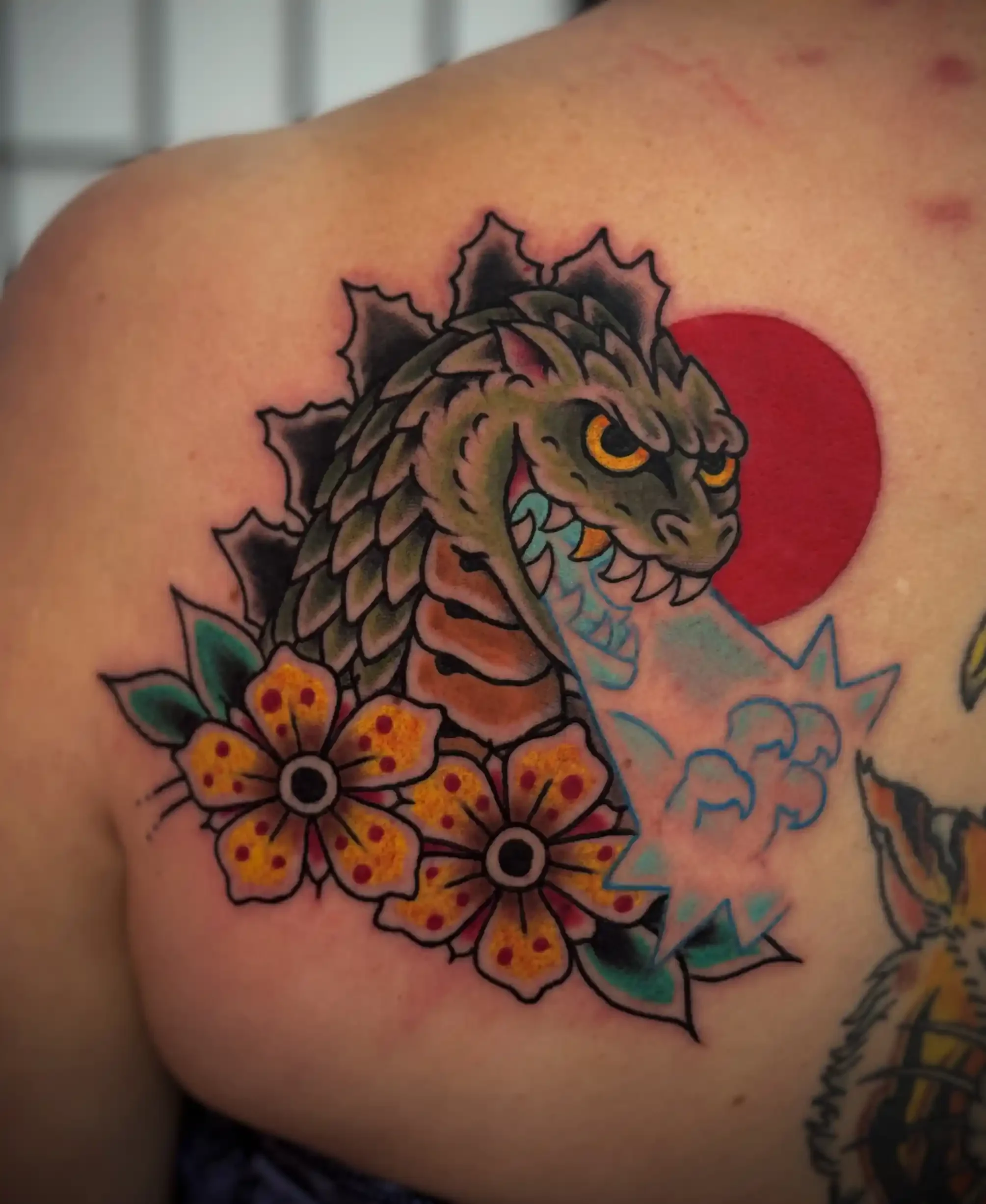 Godzilla Tattoo by Damian Loyalty Tattoo Kailua