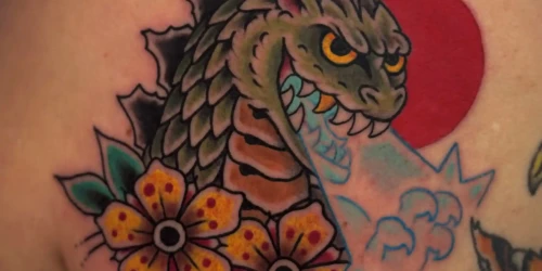 Godzilla Tattoo by Damian Loyalty Tattoo Kailua