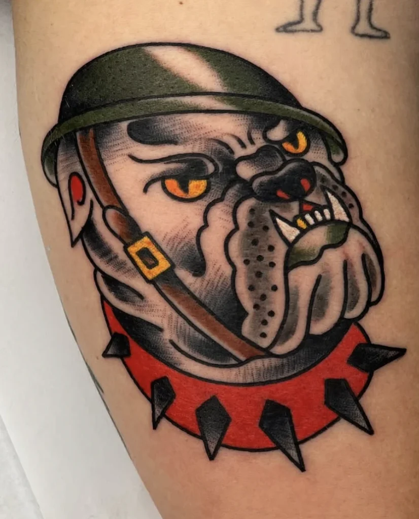 color devil dog tattoo