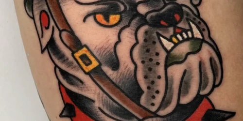 color devil dog tattoo