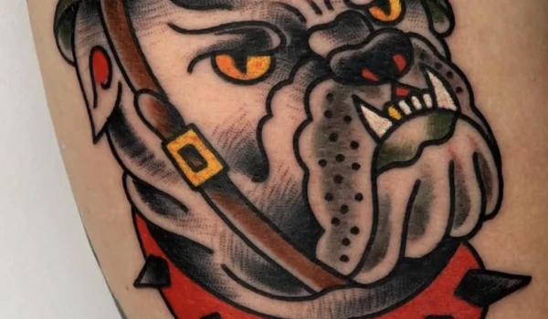 color devil dog tattoo