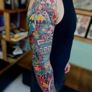 Full Vegas Sleeve Tattoo by Goon