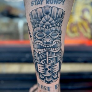 Tiki man tattoo by Isaiah