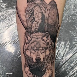 Realism wolf tattoo by Lumpy