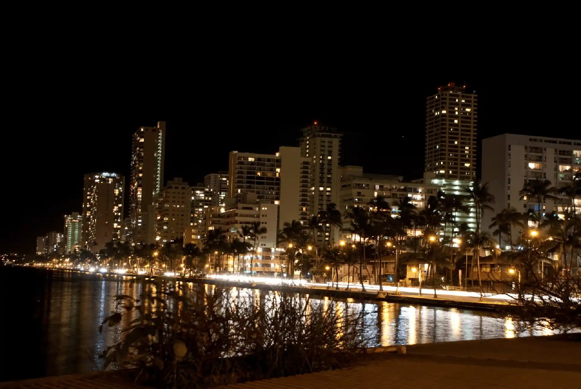 Ala Wai Canal at night