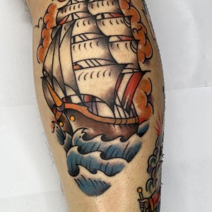 Pirate Ship tattoo by Chris