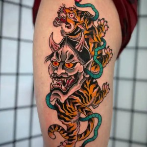 Japanese tiger tattoo by Damian