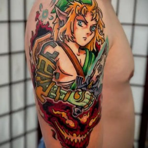Link Legend of Zelda tattoo by Damian