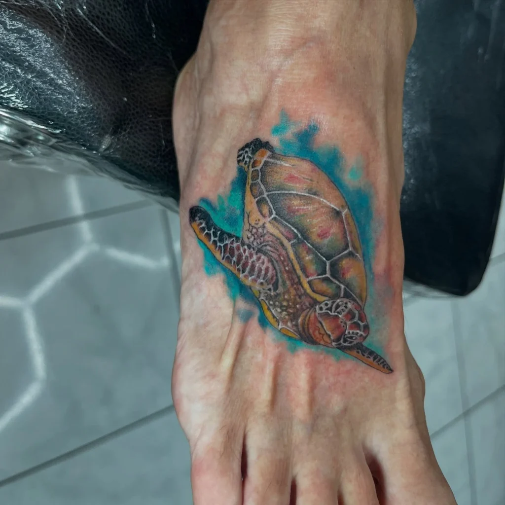 foot turtle tattoo