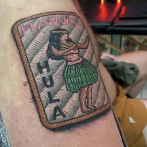 Polynesian Dancer Patch style tattoo