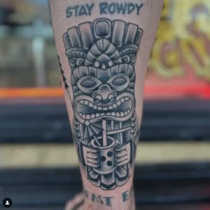Tiki Black and Gray Tattoo