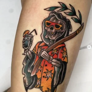 Grim Reaper on vacation tattoo
