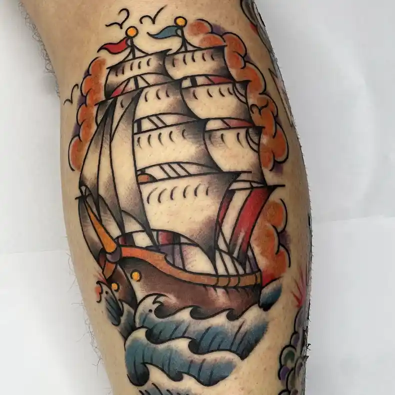 Pirate Ship Traditional Tattoo